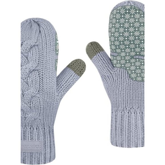 ⚡Women Lilac Touchscreen Sherpa Lined Cold Weather Chunky Cable Knit Mittens - Picture 2 of 2